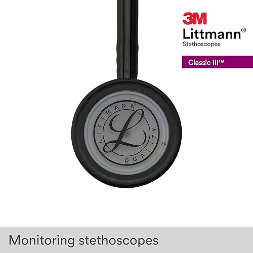 Miniatura 7 de 3M Littmann Classic III - Estetoscopio de monitoreo acabado color humo tubo negro 27 pulgadas 5811