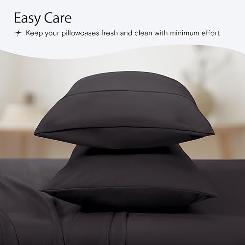 Miniatura 5 de LuxClub Colección de fundas de almohada de 2 unidades, fundas de almohada ecológicas sin arrugas con ribete satinado, lavable en lavadora, suave y