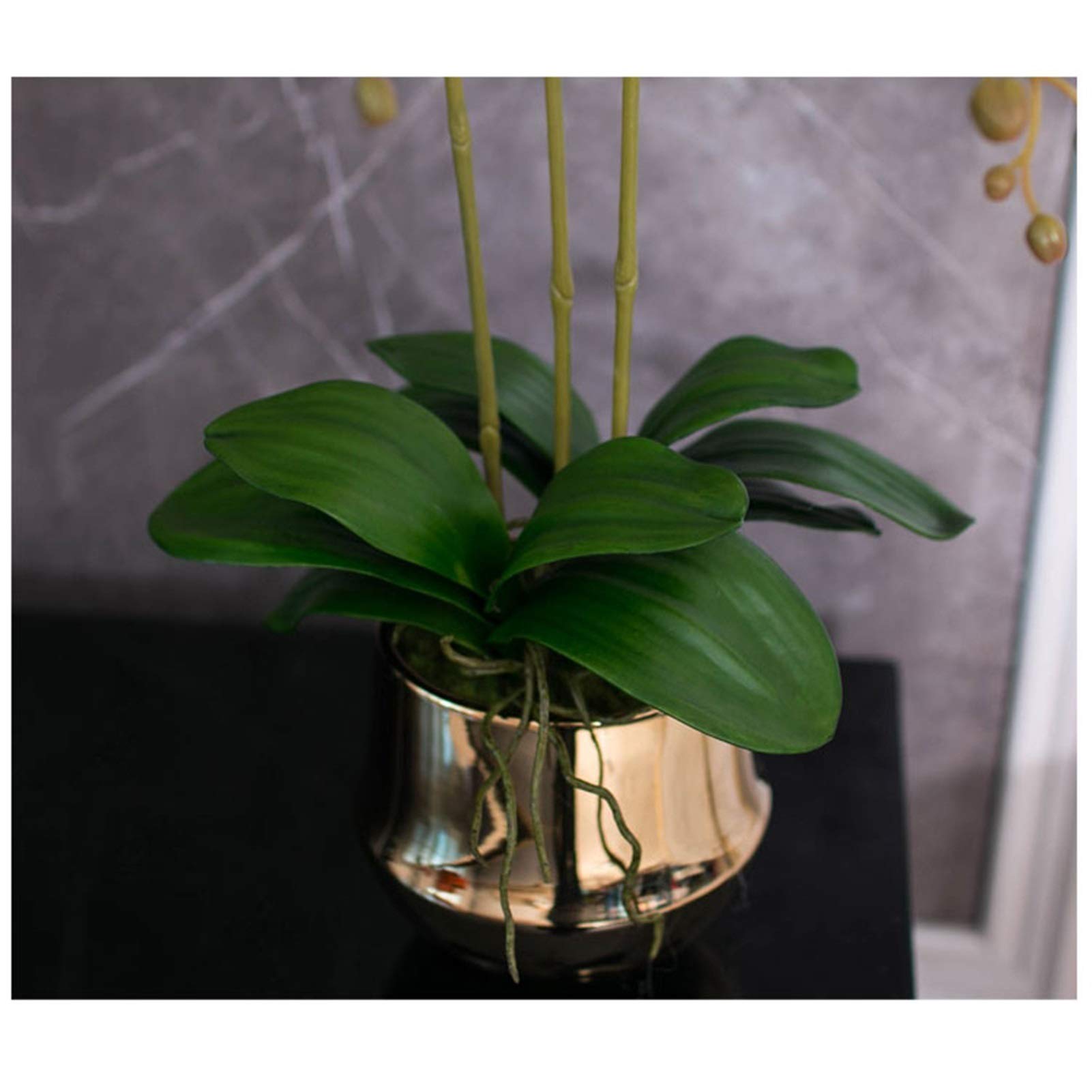 Fiore Artificiale Orchidea Artificiale Fiori di Phalaenopsis con Vaso Dorato Composizione di Fiori di Phalaenopsis in Seta Finta per centrotavola Decorazione per la