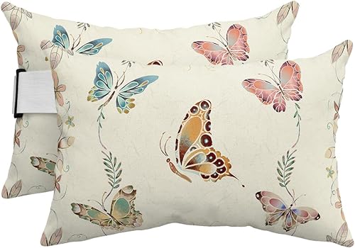 Chaise Lounge - Fundas de almohada para reposacabezas y reposacabezas, funda de almohada lumbar de mariposa impermeable para exteriores, para