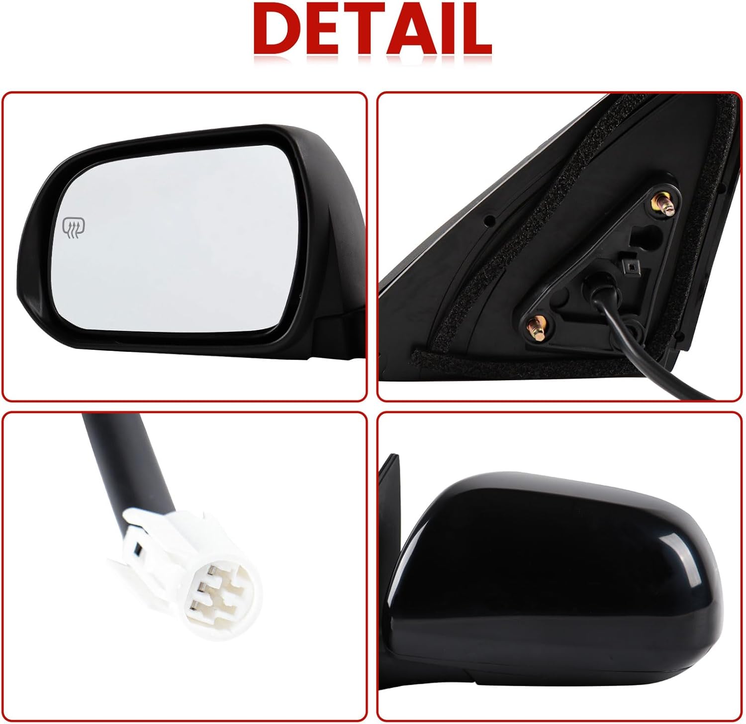 Driver Side Mirror Compatible with 2008-2013 Toyota Highlander 5Pins with Power Glass HEATED Manual Folding Black Left Side View Mirrors Replace TO1320246