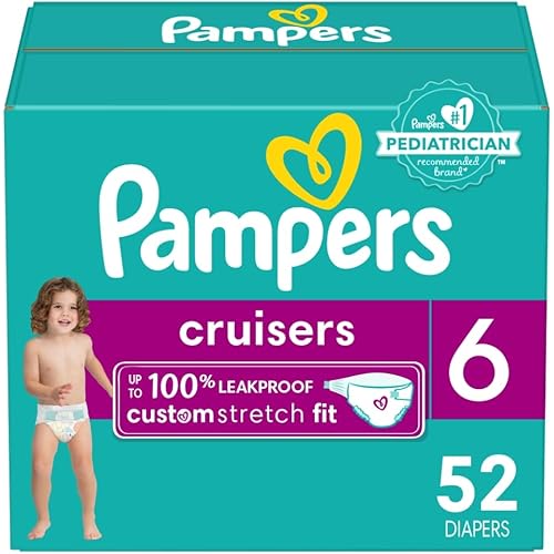 Pampers Cruisers Diapers - Size 6, 52 Count, Disposable Active Baby Diapers with Custom Stretch