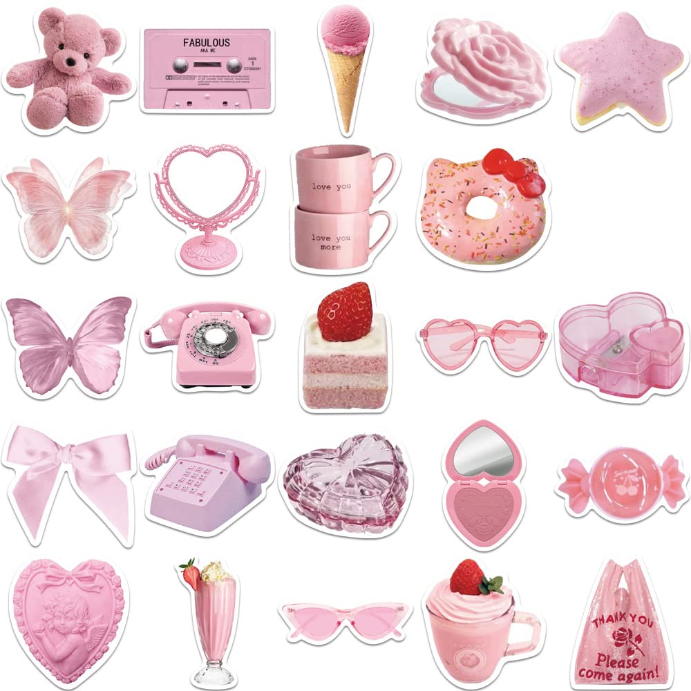 50 Adesivi Estetici Rosa A Forma Di Cuore – Impermeabili, Per Scrapbooking, Laptop E Borracce - 2