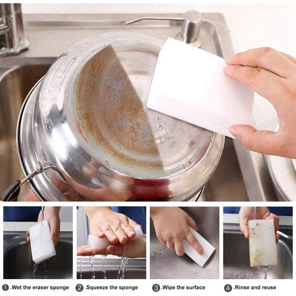 Esponjas de limpieza, paquete de 100 almohadillas de espuma multifuncionales de alta calidad para la limpieza de platos y el hogar, duraderas y absorbentes, fáciles de usar