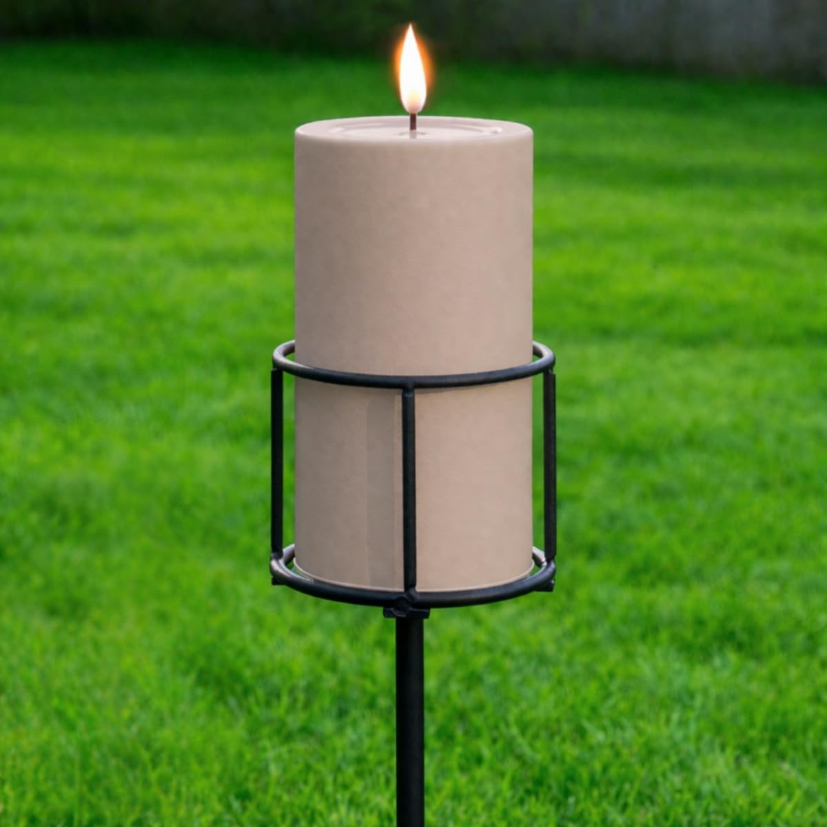 Ember Candles™ - 15cm Cream Outdoor LED Candle with Adjustable 150cm Stake Holder, Warm White Realistic Flame & Timer - IP44 Garden Pergola Pathway Light, 180 Day Battery Life (Without Remote)