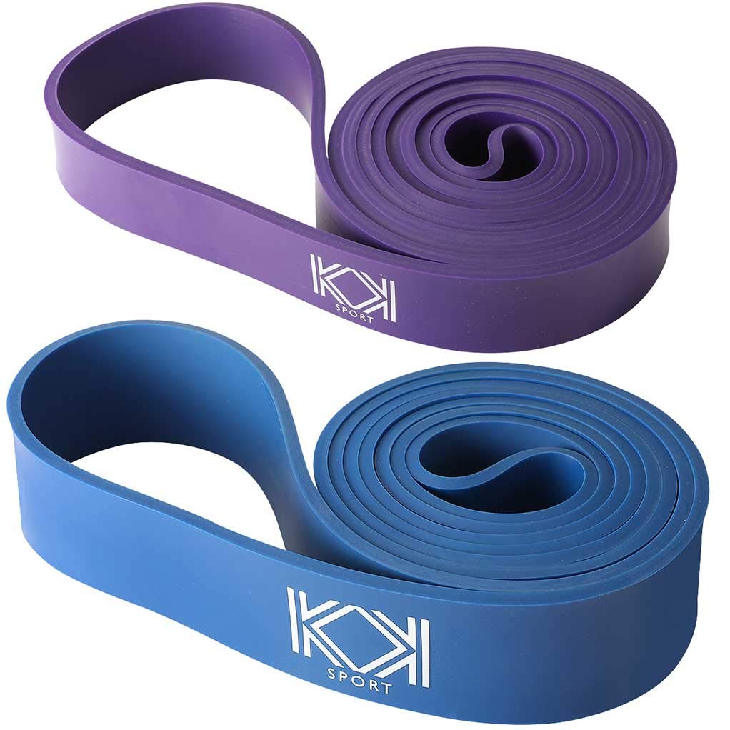 KK Resistance bands for men and women fitness workout exercise, flexibility and strength training. Pull up resistance exercise bands suitable for home, gym. (Purple-Blue) โ image 1