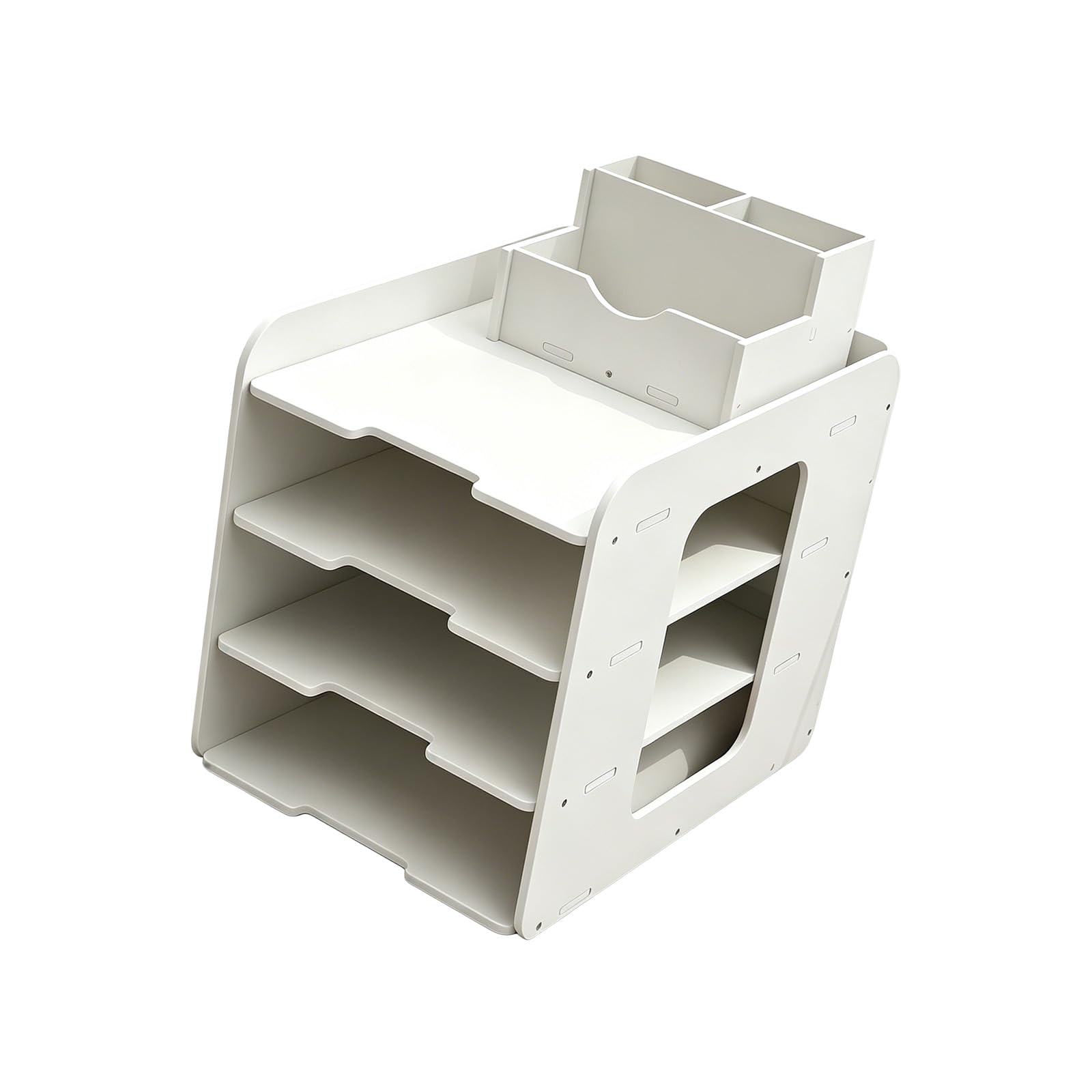 Msioytog Multi-Tiered File Letter Tray Desktop PVC Document Organiser Storage Rack with Pen Cup for Documents Paper Notebooks Easy Assembly File Rack