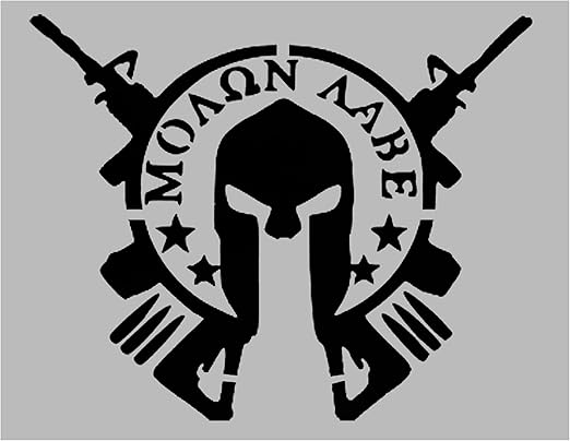 Amazon.com : Molon Labe Come and Take Them Helmet Rifles Stencil ...