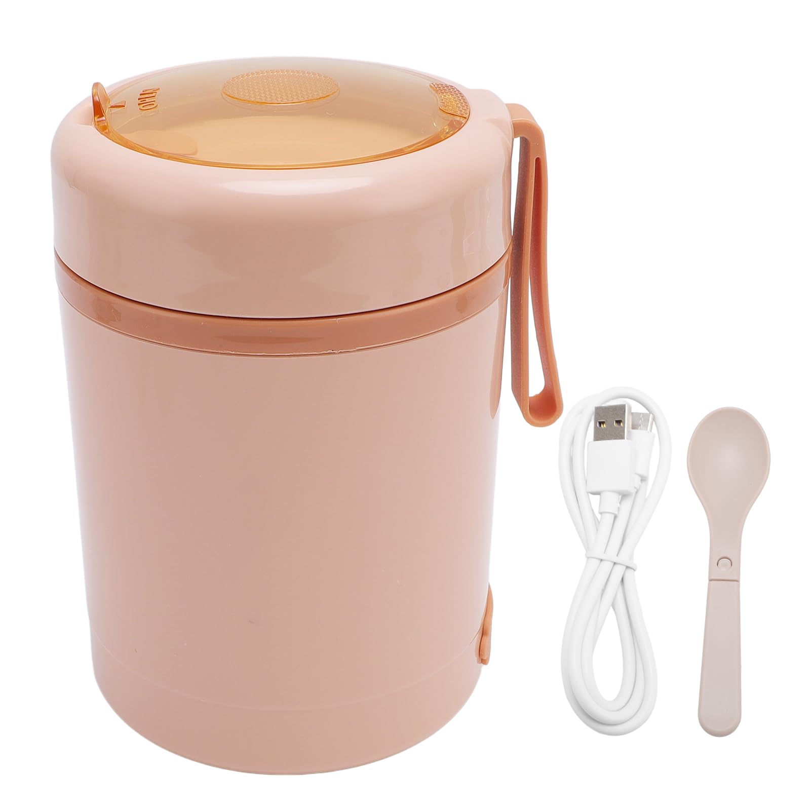 Aquecedor de Alimentos Portátil USB, Lancheira de Aço Inoxidável de 600ml à Prova de