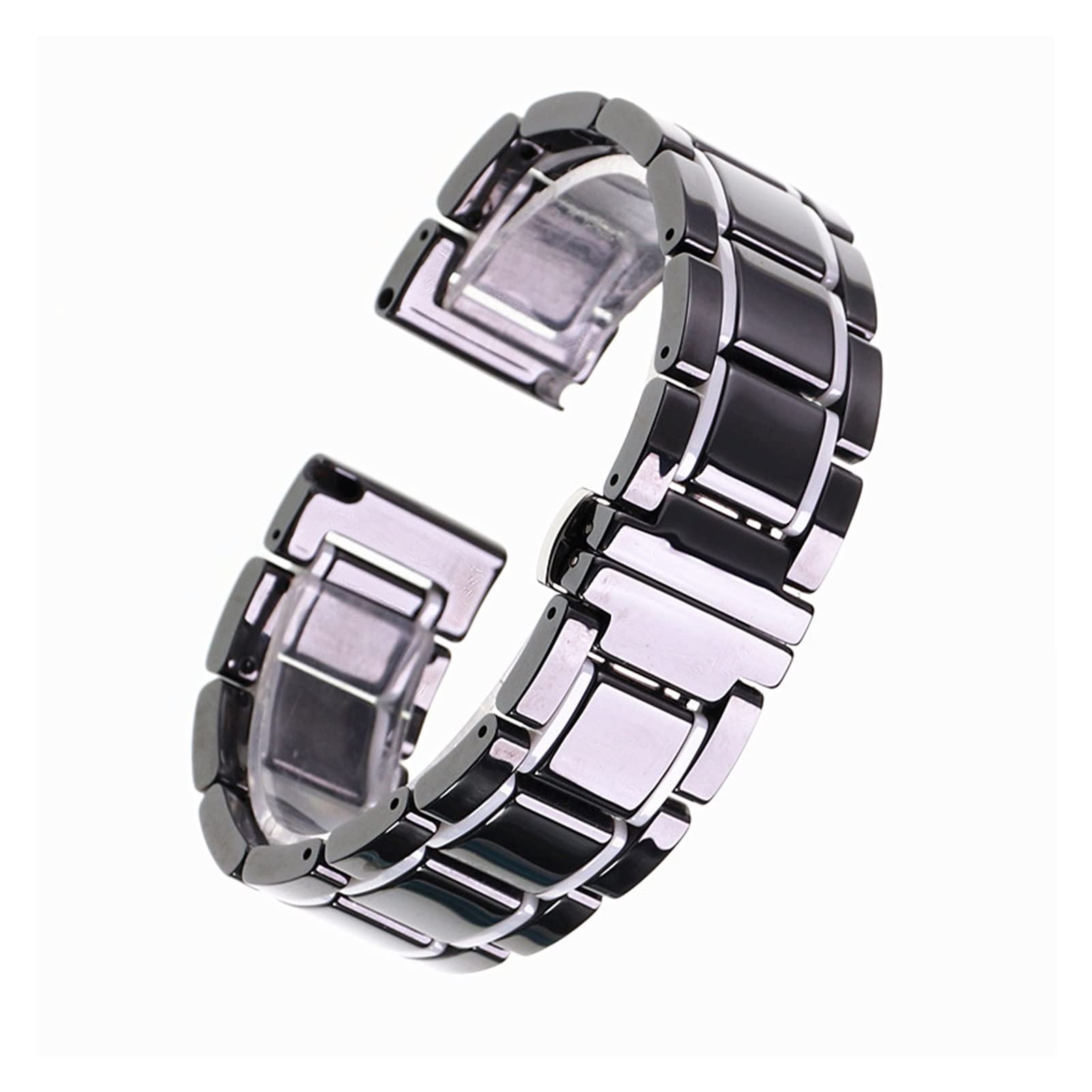 Bracelet de montre en céramique luxe noir blanc 21mm chic - 7