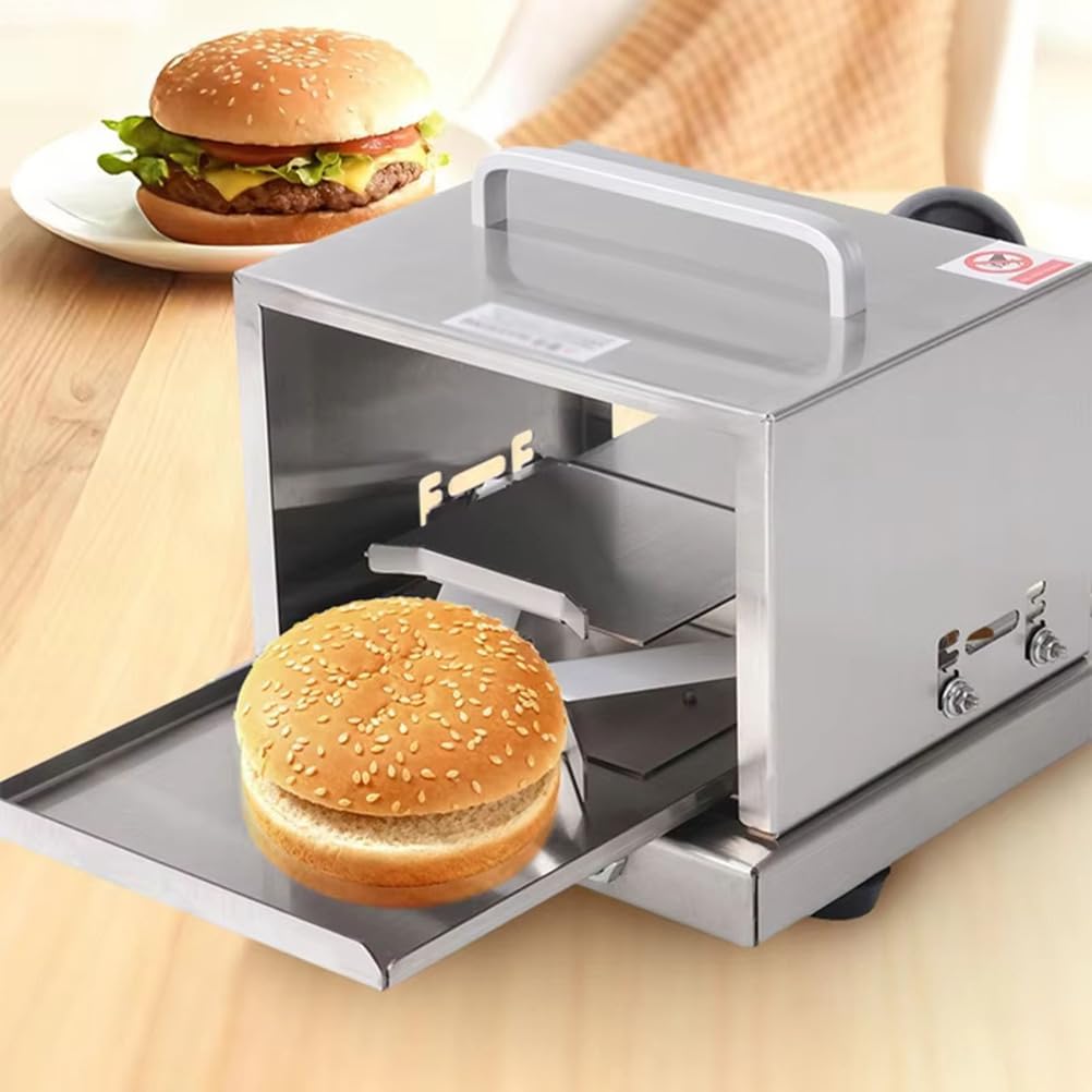 Manual Bagel Slicer Cutter, Commercial Manual Bread Slicer Cutter with Stainless Steel Blade & 4 Cutting Height Available, Push Pull Hamburger Bread Cutting Machine, for Home and Businesses