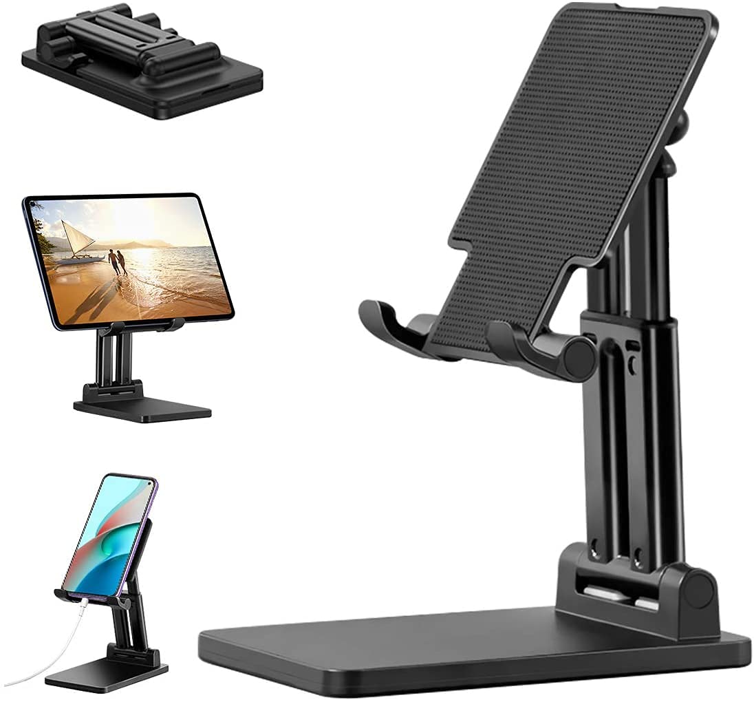 PLIXIO Plastic Desktop Mobile Phone Tabletop Stand, Mobile Holder Adjustable & Foldable Mobile Stand for Mobile Phone and Tablets (up to 9) inches - Black (B09ZK1JYQ5) Amazon Price History, Amazon Price Tracker
