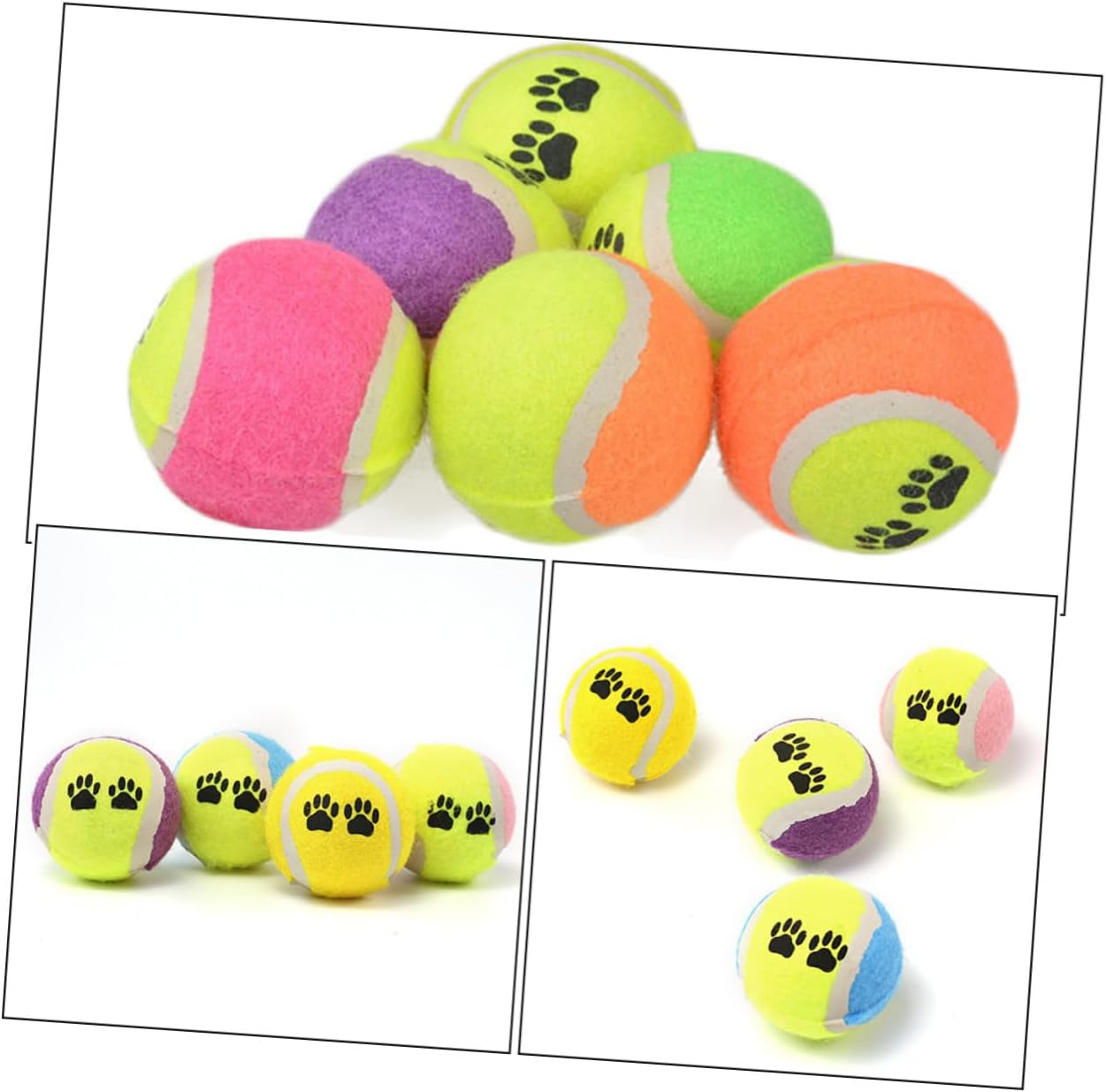 Unomor 16pcs Plush Tennis Dog Balls Interactive Rubber Puppy 7cm Diameter Training Balls for Small and Medium Dogs Enrichment Play Pet Supplies Random Color