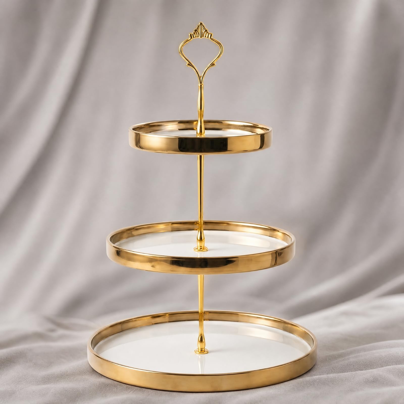 Présentoir à Trois Étages En Céramique Support à Dessert Poignée peu Encombrant Tr Présentation pr Fê Célébratio