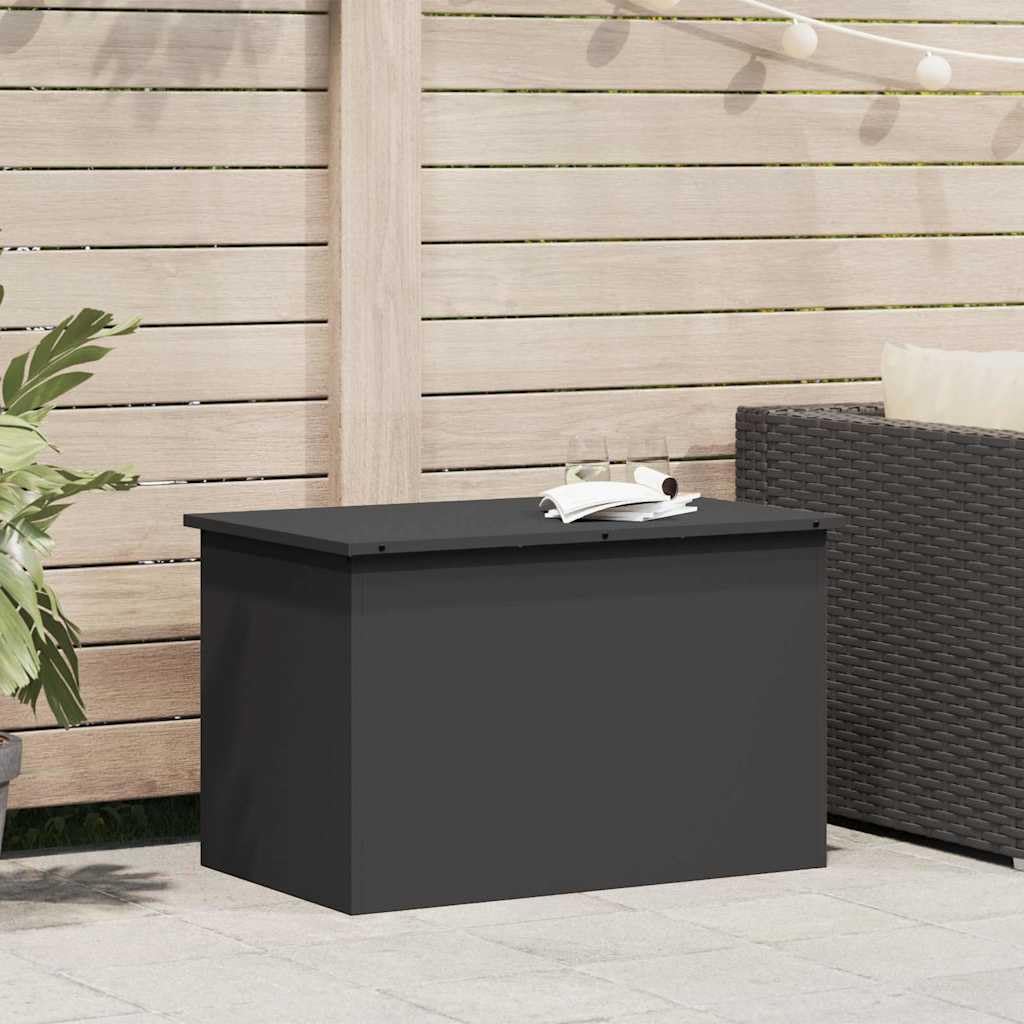 vidaXL Außenlagerbox Schwarz 80 x 50,5 x 50 cm Stahl, Garten- und Terrassenlager, wetterfeste Box, robuster MetalOrganizer, rechteckiger Industrieschrank