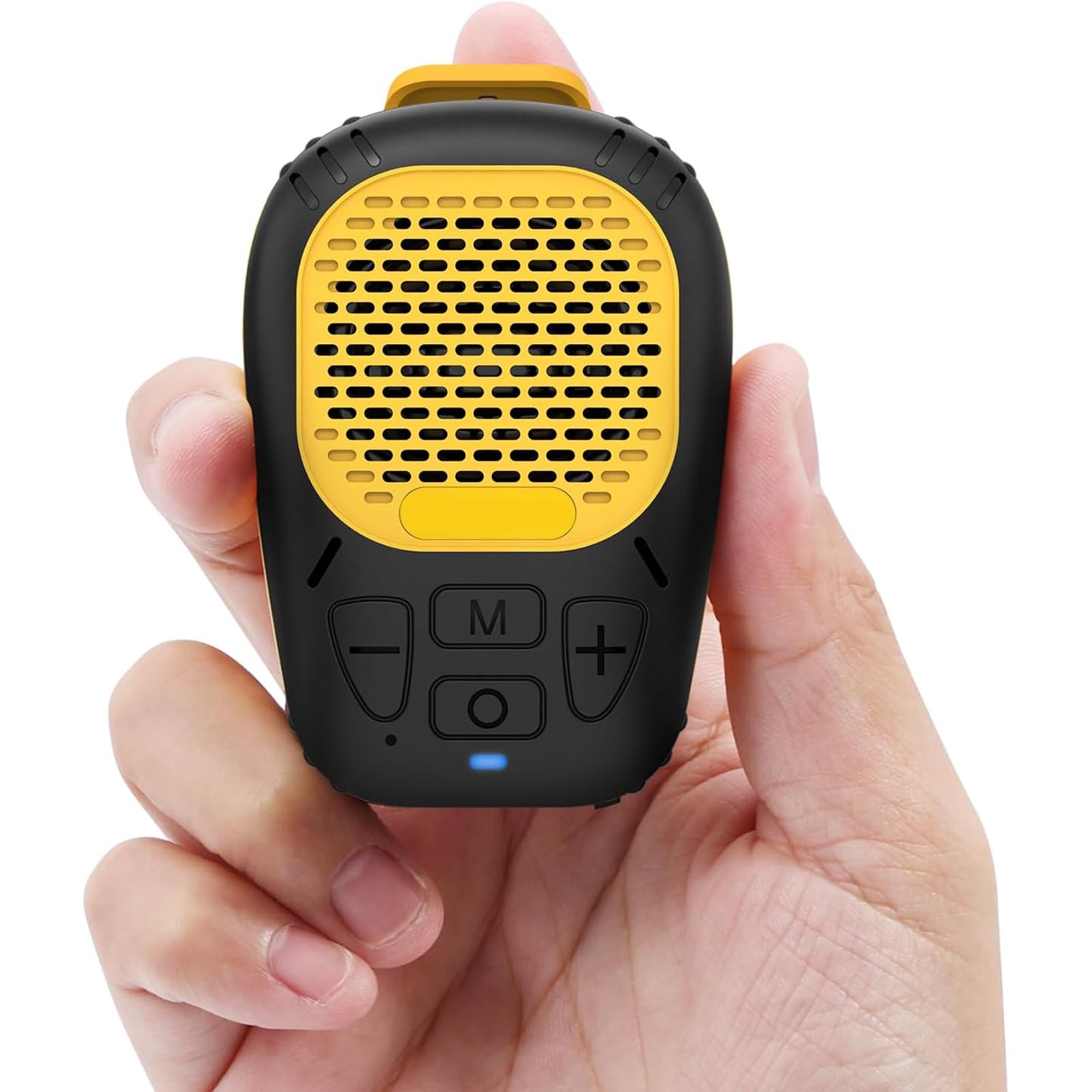 Wearable Bluetooth Speaker (Updated Version), Water-Resistant Portable Speaker Bluetooth with 30H Playtime, Hands-Free Calls, Magnetic Clip for Construction, Suitable for Indoor & Outdoor Use-Yellow