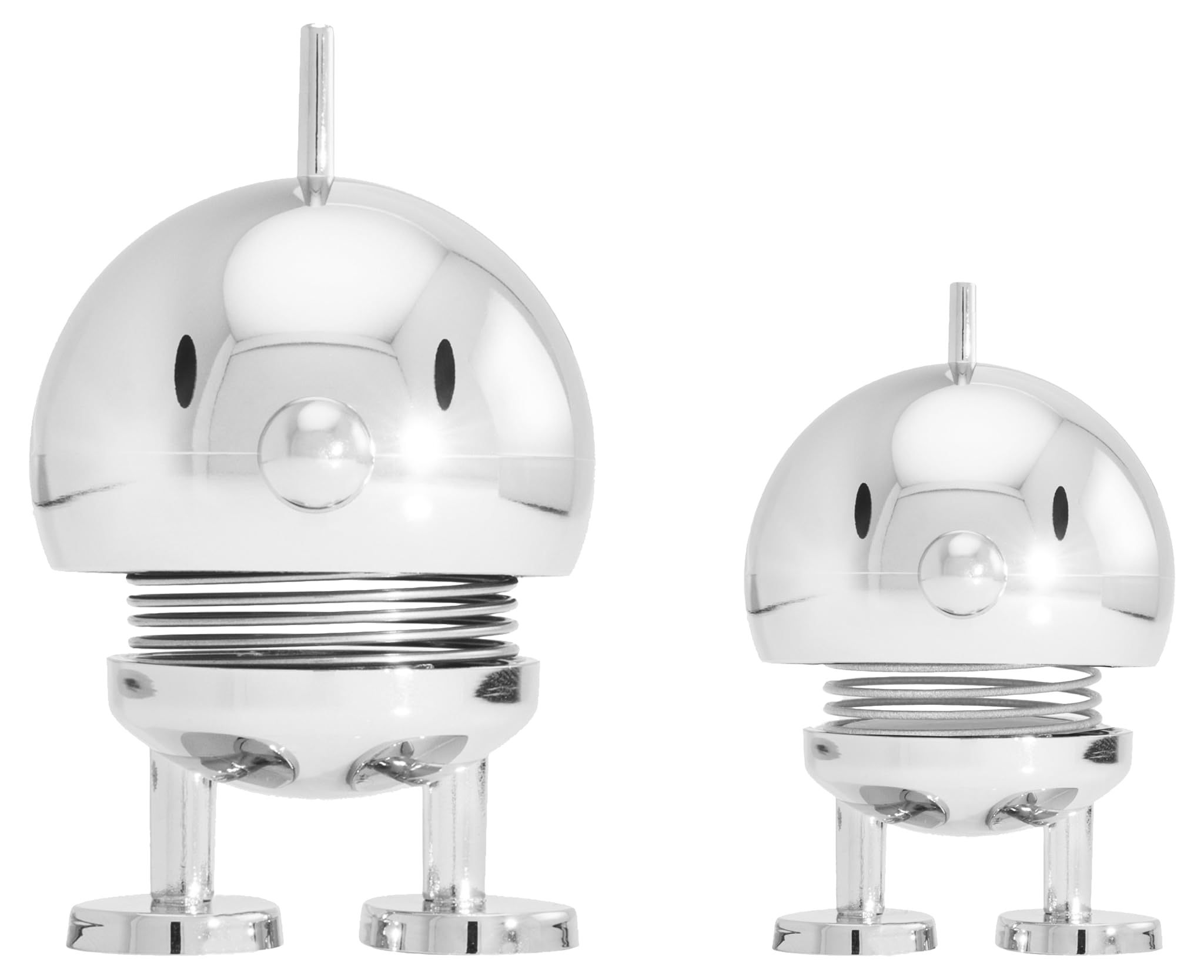 Hoptimist Bumble Set Limited Edition, Bobble Figure & Lucky Charm, Scandinavian Decorative Figures for Living Room & Office, Funny Small Gifts, X-Small/Small, Chrome
