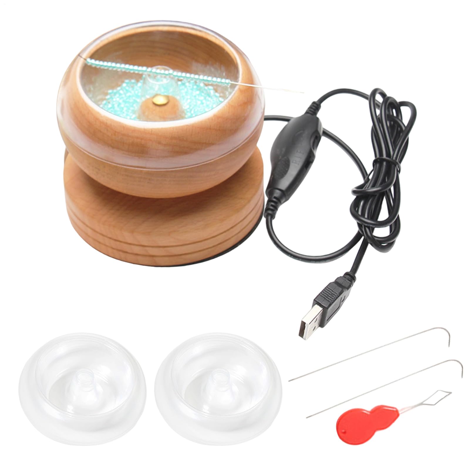 Generisch Perline – Bead Spinner | elettrico per la creazione di gioielli, cacciavite automatico per perline in legno con aghi, kit fai da te & argento