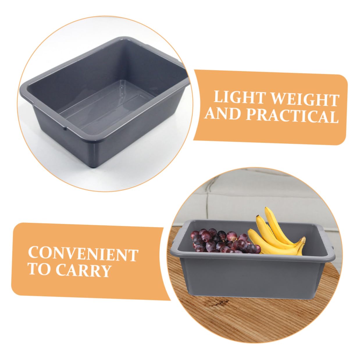 Contenitori Multiuso in Plastica Pp per Ristorante, Vasche Rettangolari 34x23,8x10,9 Cm Maniglie, Impilabili per Stoccaggio e Trasporto, Set da 3 Pezzi per Uso Commerciale e Domestico