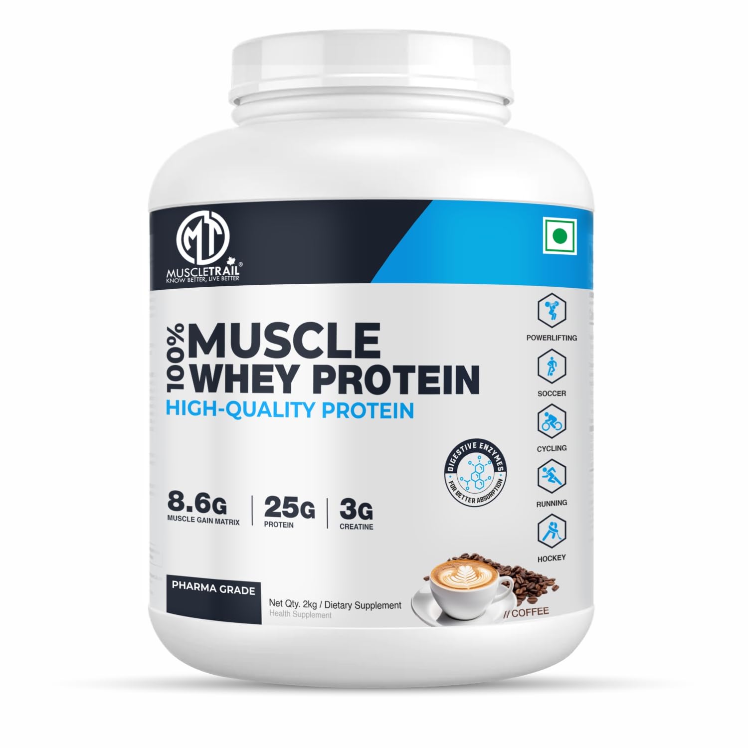 MuscleTrail Pharma Grade Muscle Gain Whey Protein | 21g Protein, 44 Servings, Support Muscle Growth Recovery | 179 Calories | 8g Carbs Protein (2kg, Chocolate) — Amazon image 14