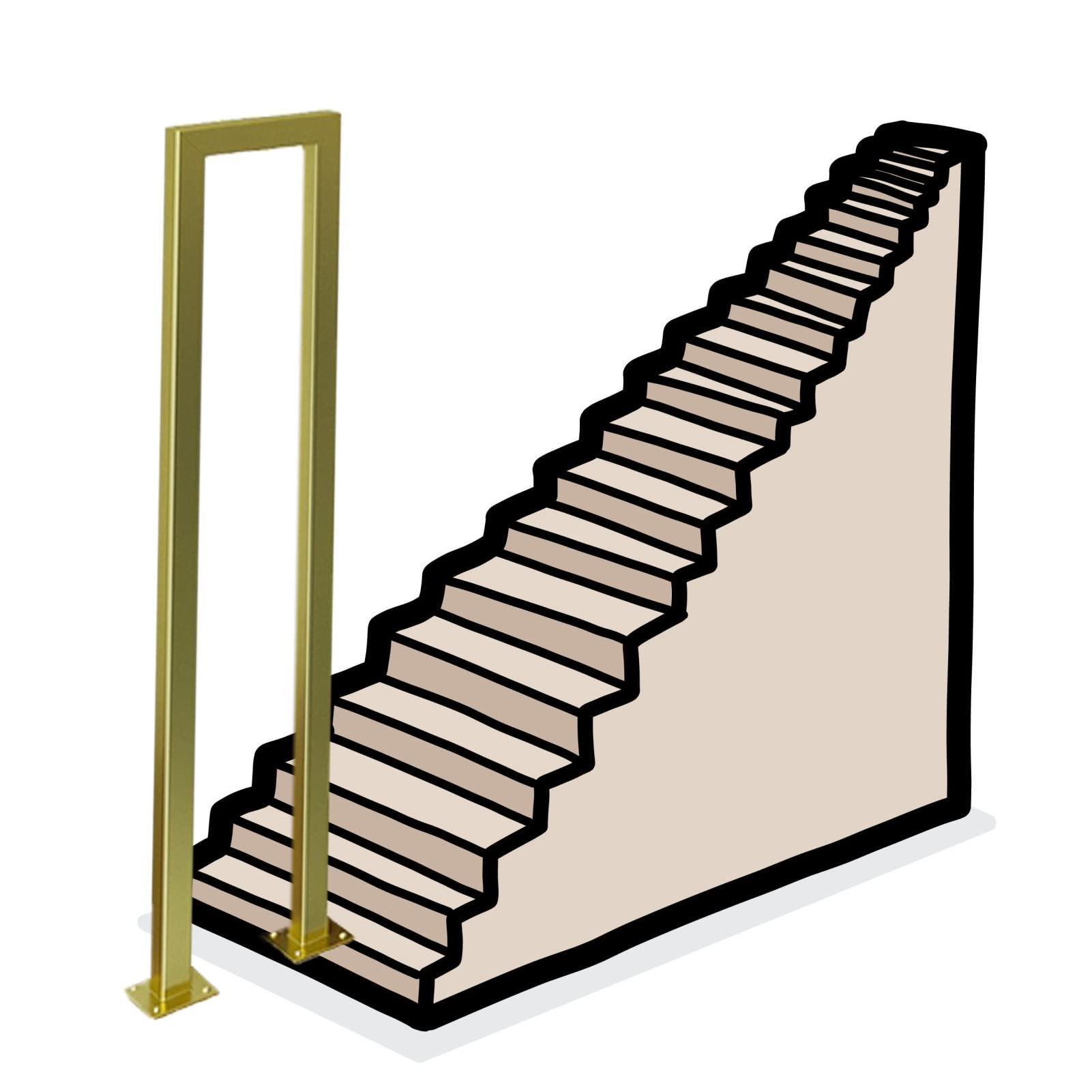 Industrial Wrought Iron Handrails - Arch Stair Railings for Porch Garden, Transitional Handrail Fits 1 Step Hand Rails for Outdoor Steps and Indoor Stairs Safety Banister Railing -1 Pc ( Color : Gold