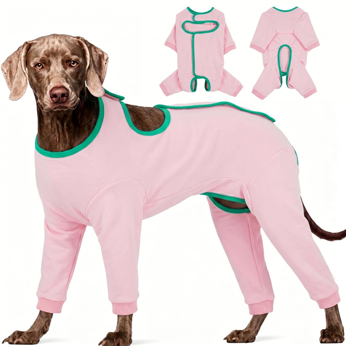 IECOii Recovery Suit For Dog,Dog Bodysuit After Surgery,Long Sleeve DogOnesie for Surgery,Full-Body Dogs Pajamas for AntiShedding,Leg Protector,Lick Sleeve Prevents Licking,Bite & Infection,Pink,3XL