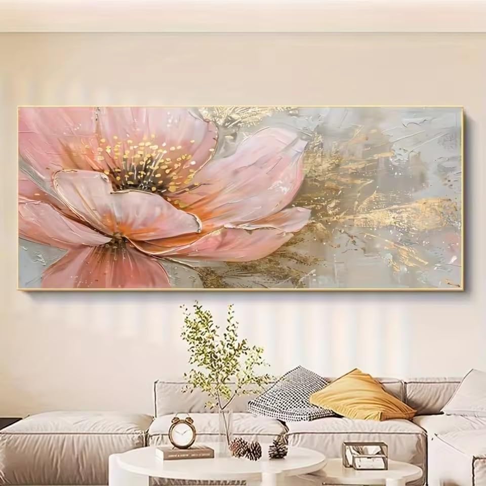 Tableau abstrait moderne rose floral cadeau ideal pour fetes et maison
