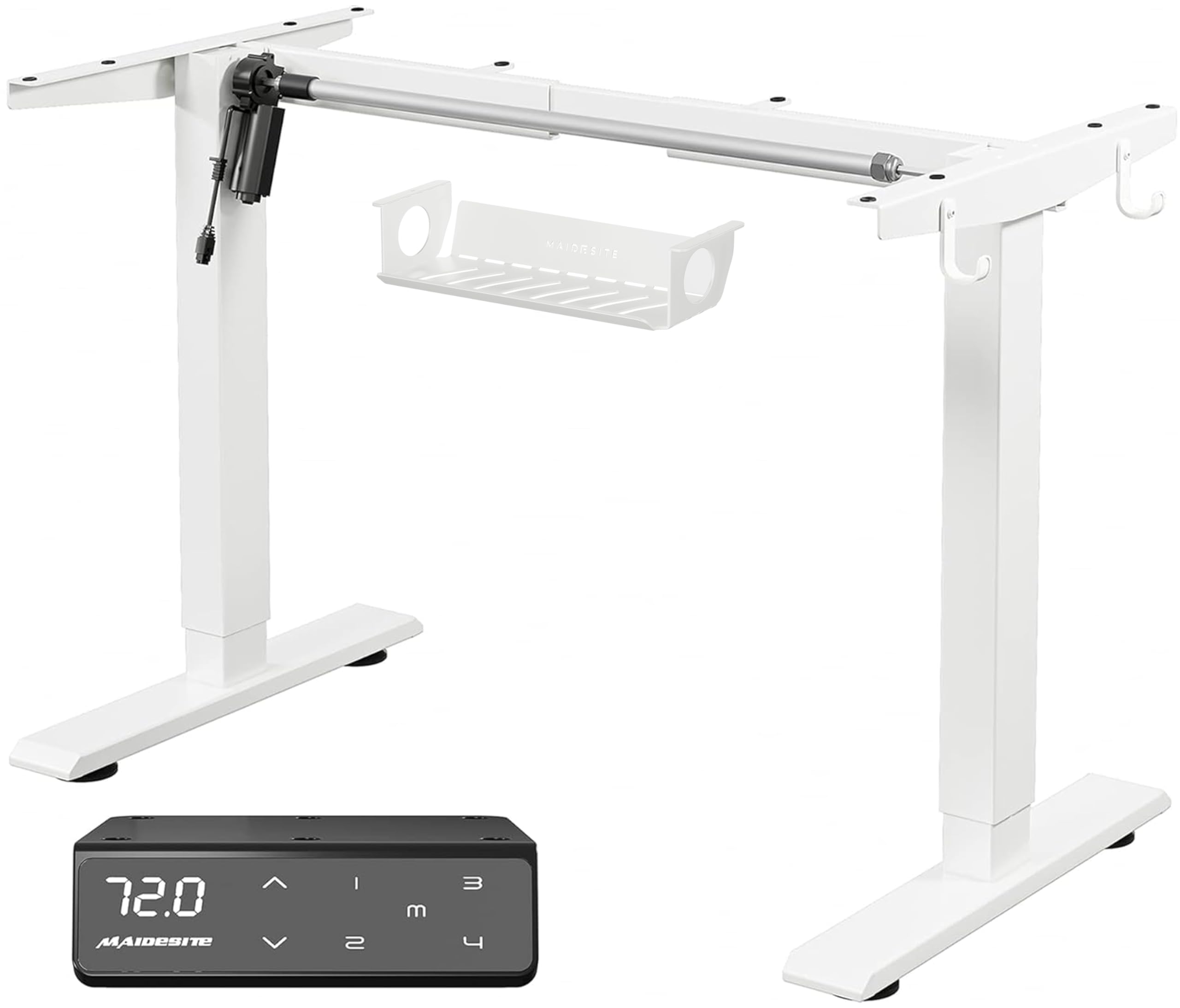 Height Adjustable Electric Standing Desk Frame Two-Stage with Heavy Duty Steel Stand up Desk Computer Desk with Automatic Memory Smart Pannel (White)