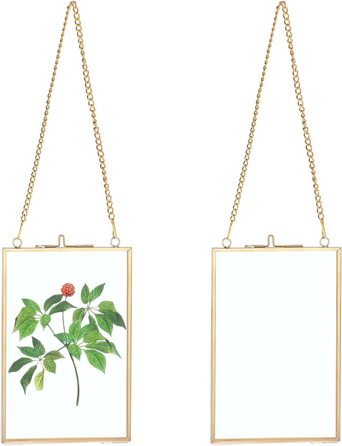 SUMNACON Set of 2 Golden Glass Hanging Picture Frame Artwork Display