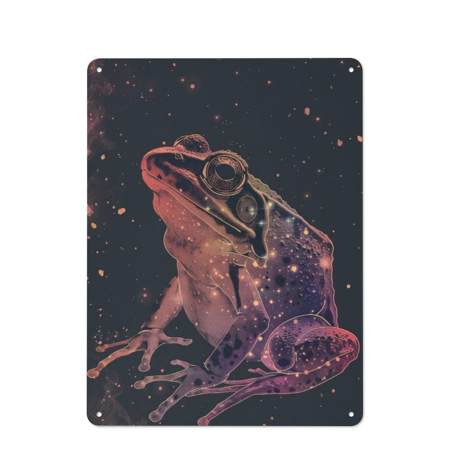 Junmoney Frog Silhouette Galaxy 40X30cm Retro Metal Sign With For Café Or Restaurant, For Collectors Decorating Cafés And Restaurants