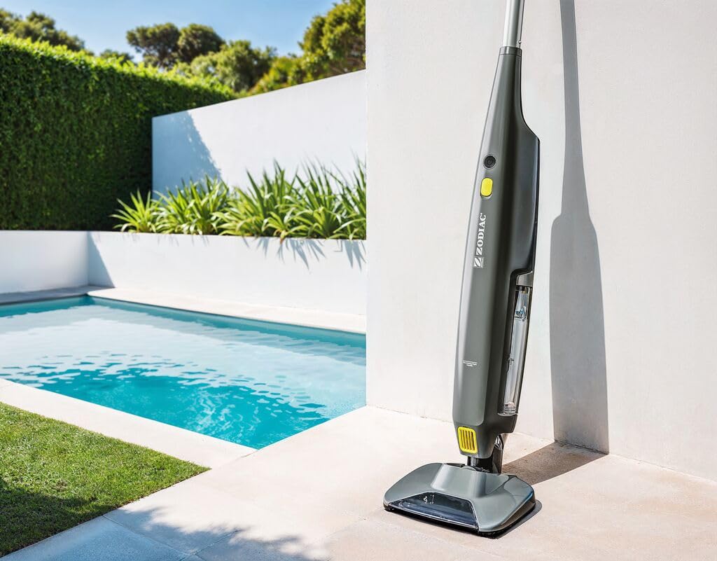 Zodiac Serenit MVH 20 77943 - Aspirador Manual de Piscina con Batería Litio, Cabezal Giratorio y Doble Filtración, Mango Telescópico 3 Posiciones 80/170 cm Adaptado a Escaleras o Zonas Poco Profundas