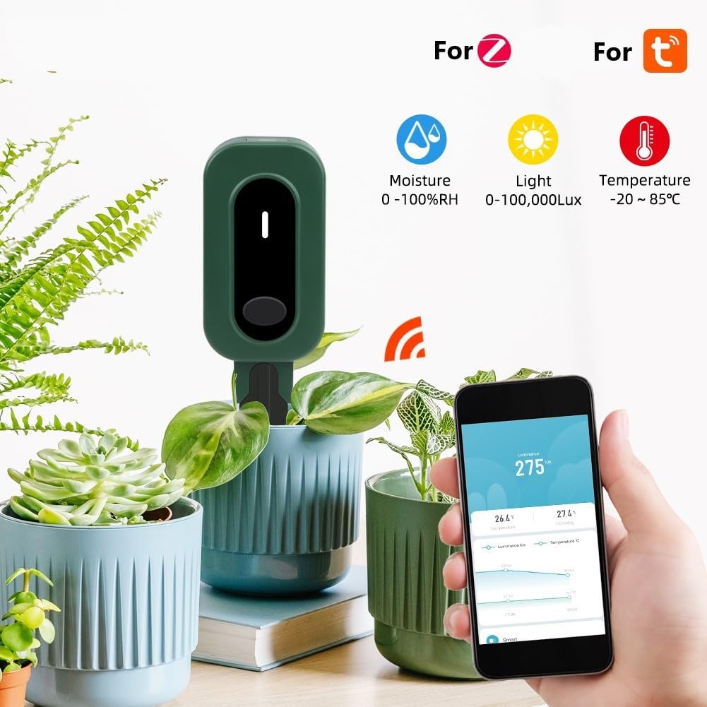 Sensor de humedad del suelo 3 en 1, medidor digital de humedad de suelo para plantas, para Tuya WiFi Sensor de humedad del suelo Detector de temperatura y humedad