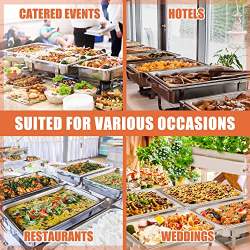 Super Deal 8 Qt Stainless Steel 4 Pack Full Size Chafer Dish W/Water Pan, Food Pan, Fuel Holder And Lid For Buffet/Weddings/Parties/Banquets/Catering Events (4) #TOP7