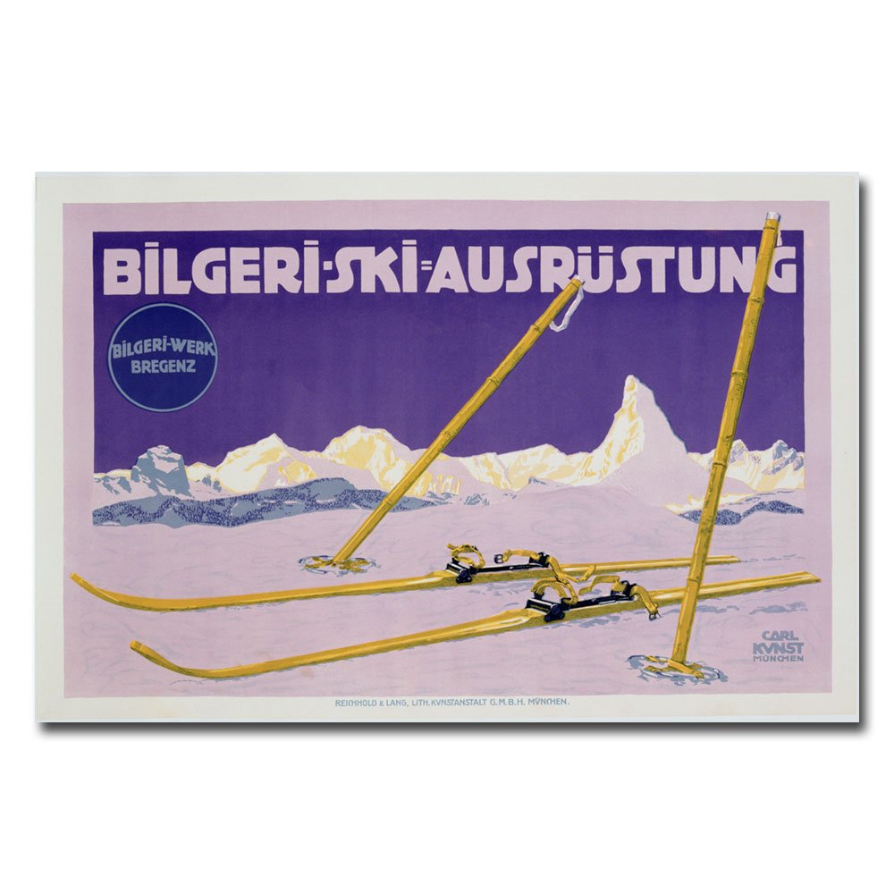 Trademark Fine Art Skiing in Austria, 1912 by Carl Kunst Canvas Wall Art, 16x24-Inch