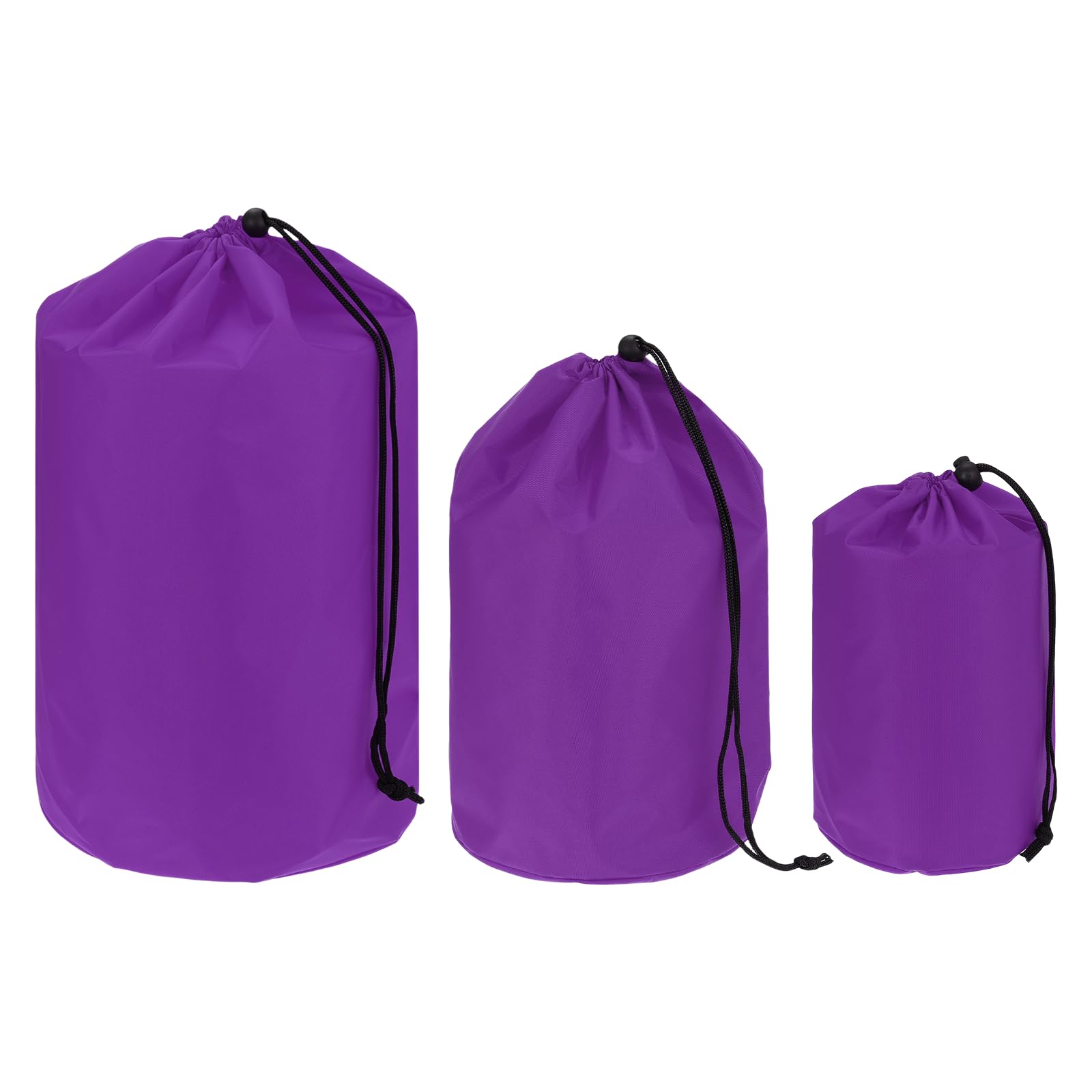 YELARXI Drawstring Bag with Toggle, Cinch and Ditty Pouch Portable Outdoor Products Ditty Bag 25/32/43cm & 3 Pack & Purple - Fitting for (Backpacking/Camping/Traveling)