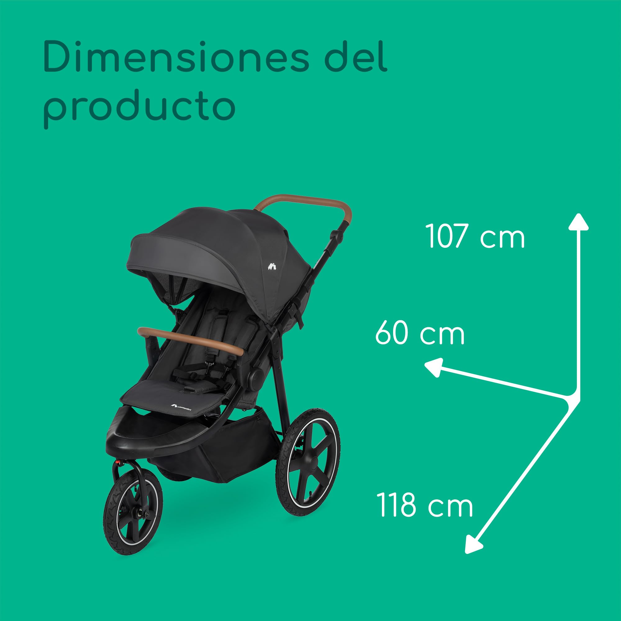 Bebeconfort Cloudy, Silla de paseo todoterreno, 0-4 años(máx.22 kg), Silla Paseo Bebe Reclinable, Plegado Rápido, 3 Grandes Ruedas, Manillar Ajustable, Amplia Cesta Almacenamiento, Mineral Graphite