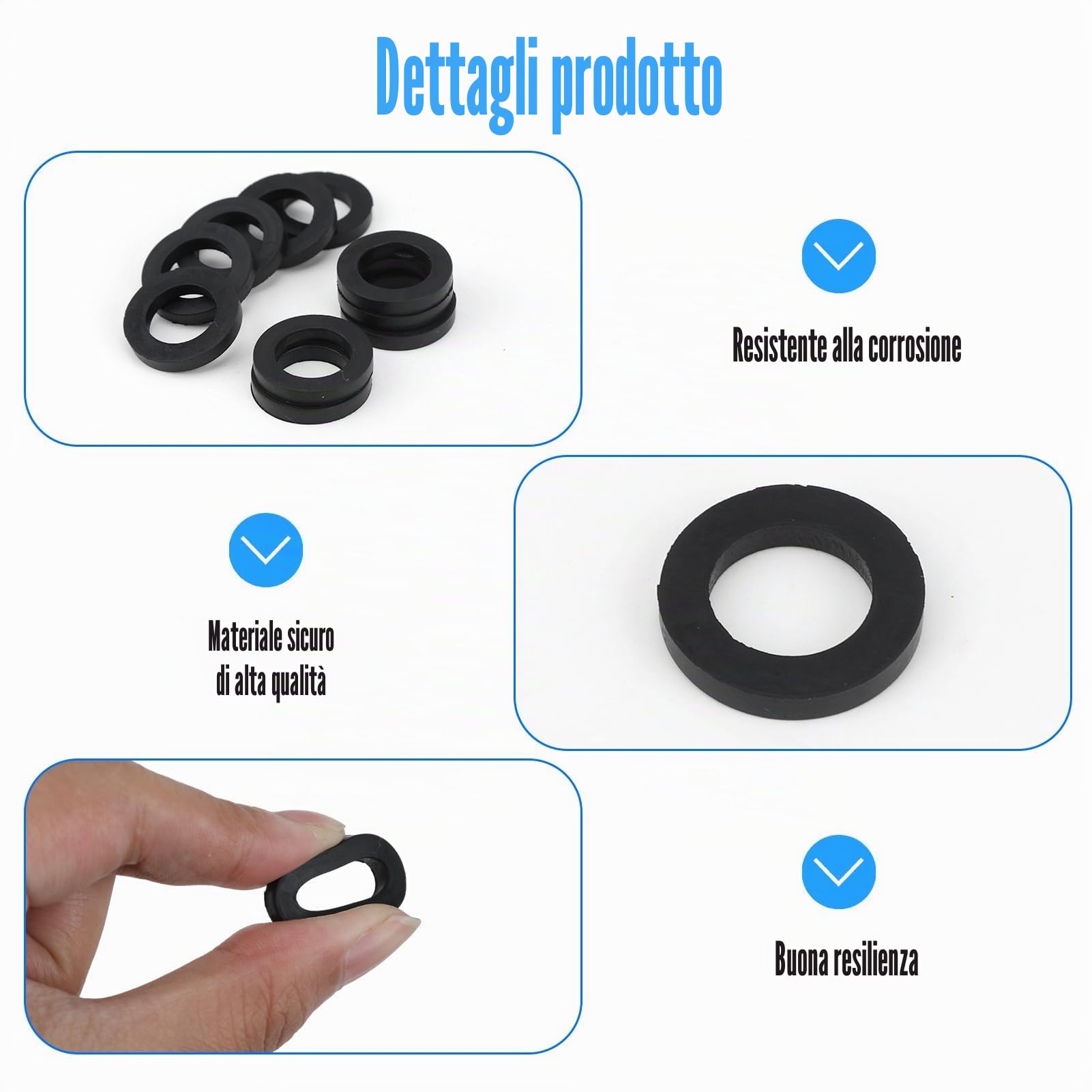 Set di Guarnizioni per Doccetta, Conforme a KTW, Compatibili con Connettore Doccia, Guarnizioni di Ricambio per Una Tenuta Affidabile, Guarnizione Doccia, Tubo Gas Cucina