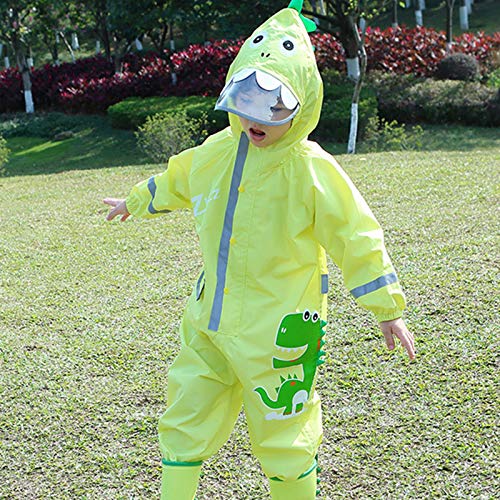 Toddler Boys Girls Rainsuit Lightweight Waterpoof Rainwear Rain Poncho Slicker Reflective Strips Dinosaur3