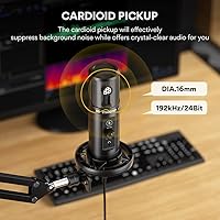 Vista 2 de MAONO Micrófono USB para PC, micrófono de condensador profesional de computadora con silencio, ganancia de micrófono, monitoreo de latencia cero