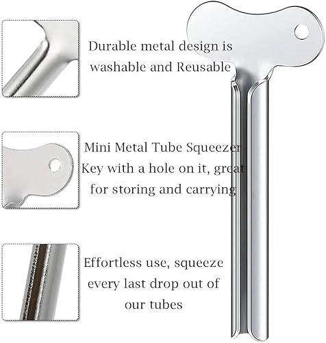 Miniatura 6 de AKOAK 4 exprimidores de pasta de dientes de acero inoxidable, extrusora manual de limpiadores faciales, utilizados en el baño, colorantes para el
