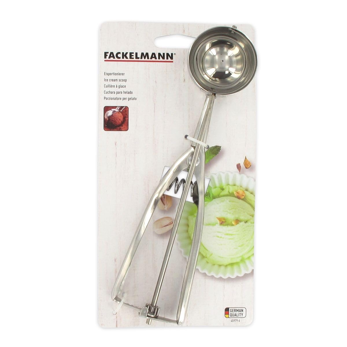 Fackelmann, cuillère à, portionneuse pour glace et 45979, łyżka do lodów i sorbetu, stal nierdzewna, srebrna, 22,5 x 5 cm, szara