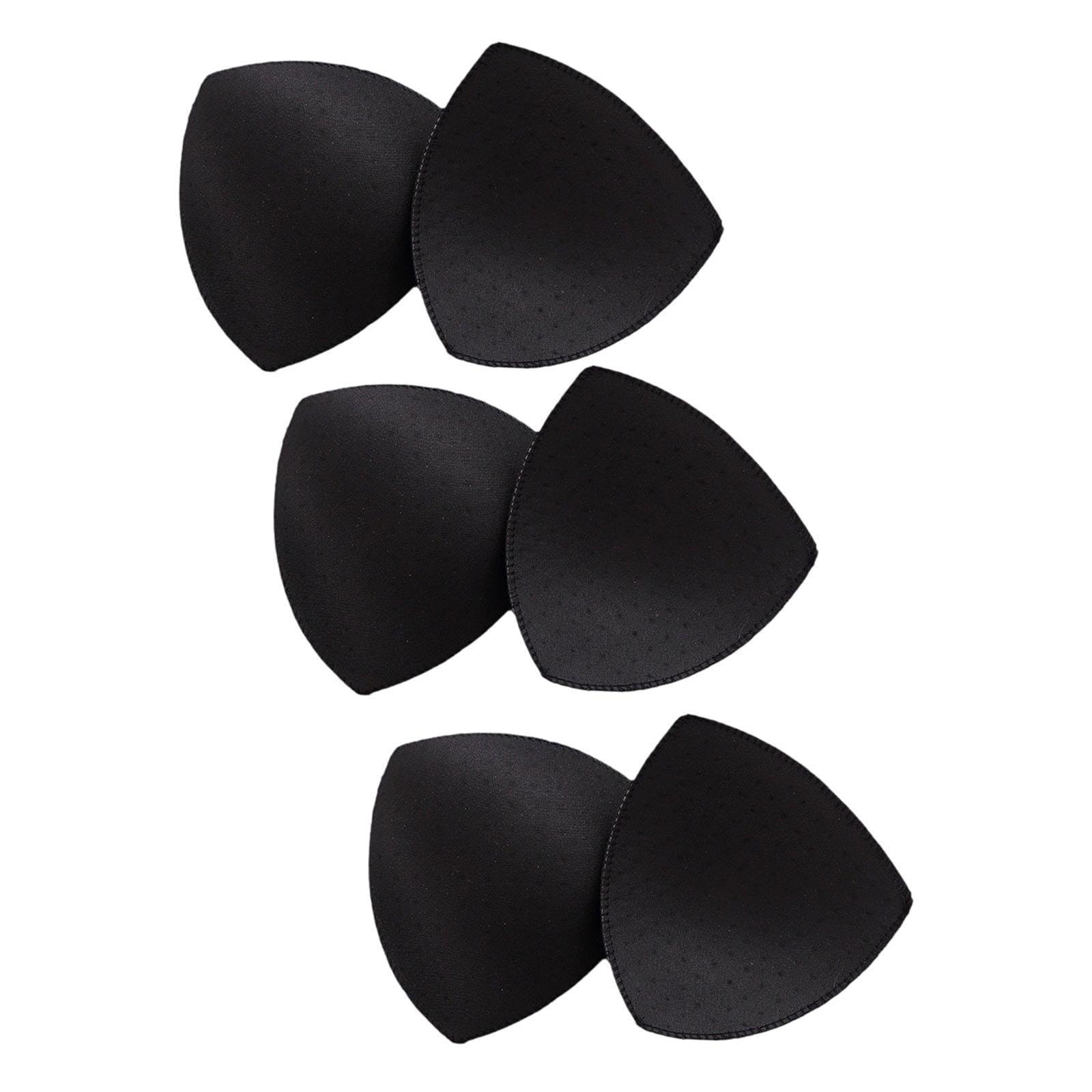 3 Pairs Removable Sports Bra Pads Inserts Sewn Sides for B/C Cups Breathable Black-image-43