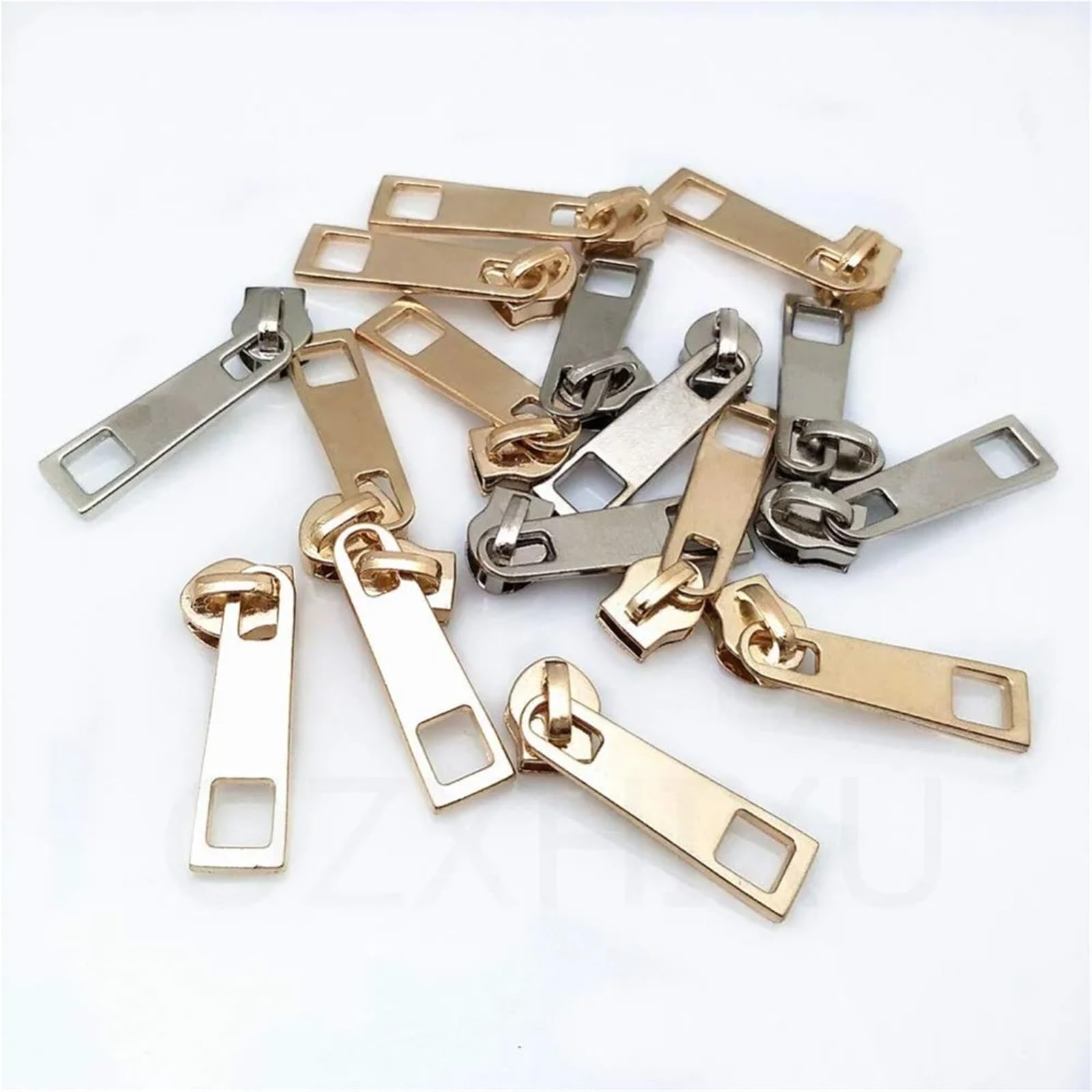 Tiradores de cremallera, 200 unidades, 5#, metal, nailon, dorado y plateado, tirador de cabeza deslizante para manualidades, bolsa de trabajo a mano (plateado)