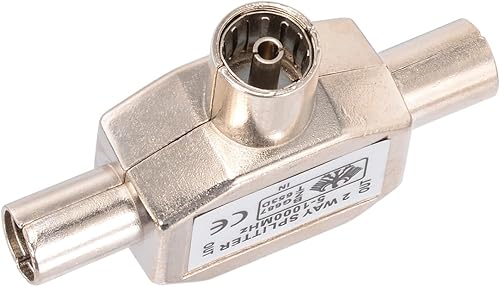 Miniatura 3 de Bingfu Divisor coaxial de antena de 2 vías PAL TV IEC DVB-T 1 hembra a 2 macho RF adaptador interior conector 1 GHz 5-1000 MHz para conexiones