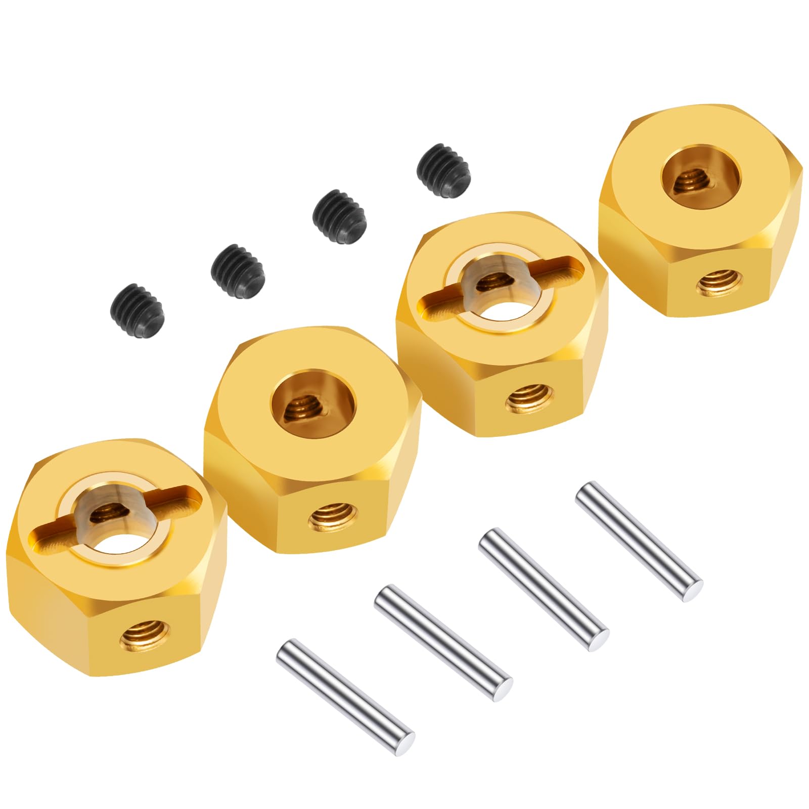 JGGZONE RC Brass Wheels Hex Hub 8mm Extension Hex Drive Adapter with Pins Counterweight Compatible with 1/10 Redcat Ascent Fusion Ascent RC Car Upgrade Parts