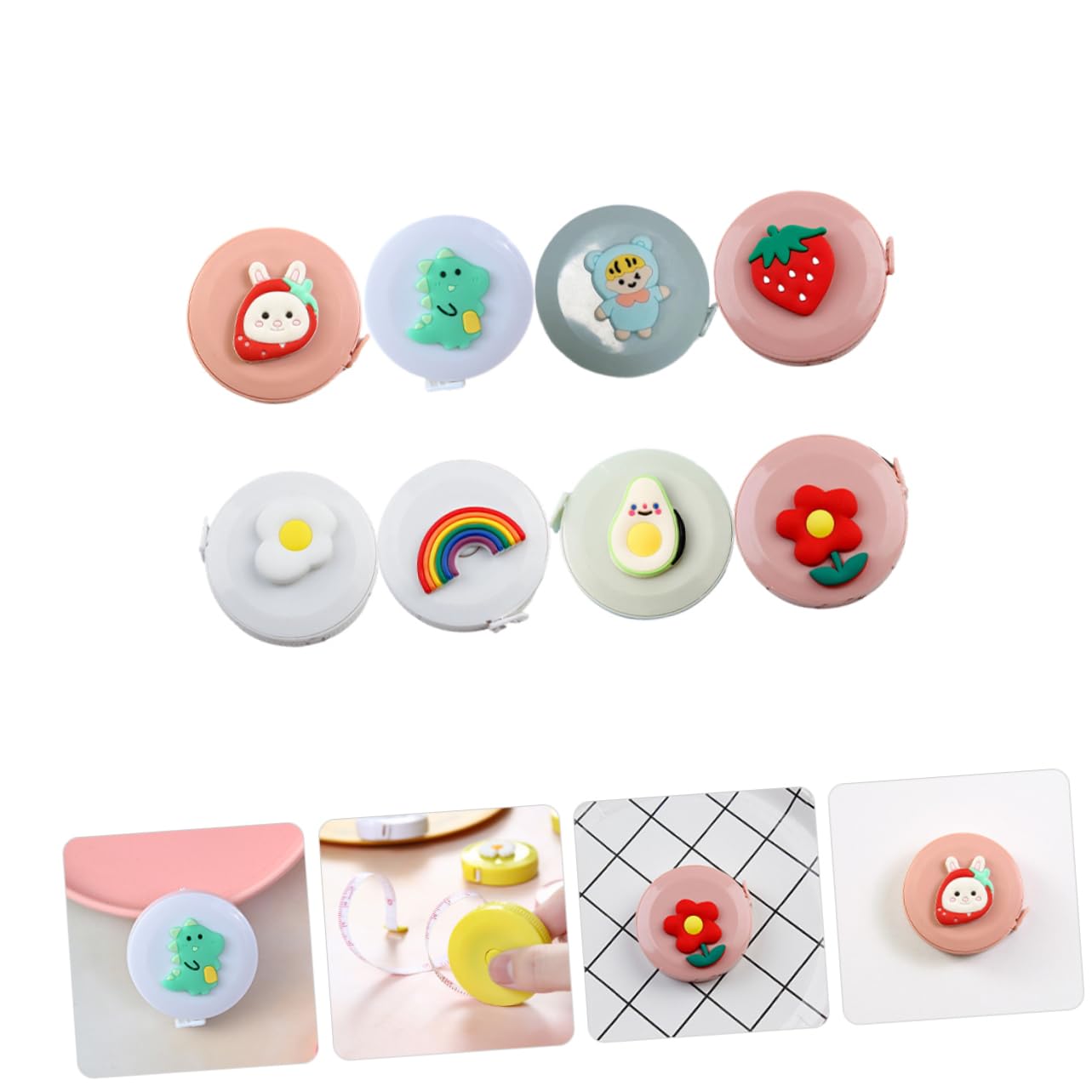 DOITOOL 3 Series Mini Cinta Retráctil De Caricatura Para Medidas Corporales Y Manualidades Diseño Compacto Y Práctico Para Costura Y Diy 8 Piezas X 3
