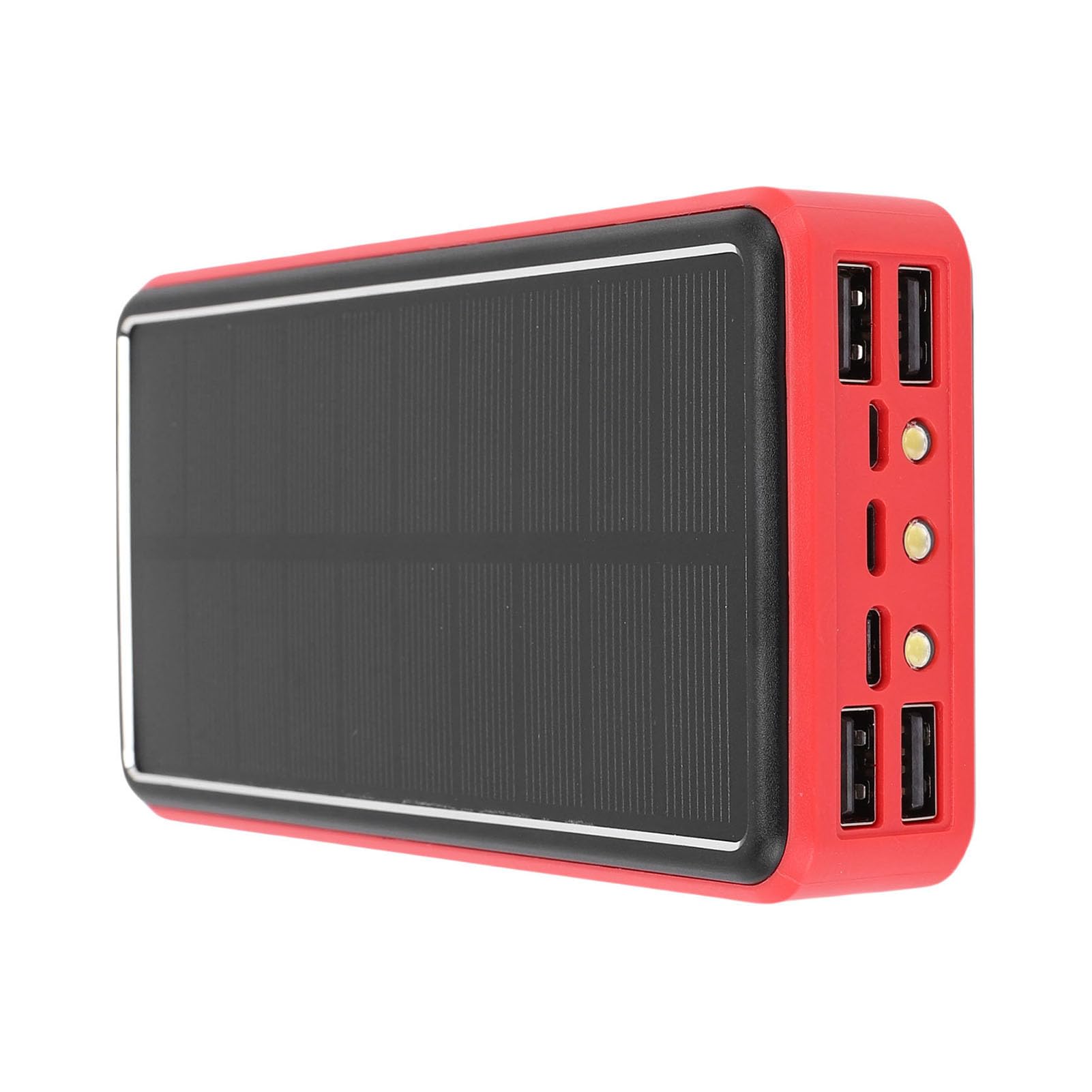 Fafeicy Batterie Portable Solaire 50000mAh en Alliage d'aluminium, Chargeur Portable USB, Batterie de Secours Extérieure pour Le Camping et Les Voyages (Rouge)
