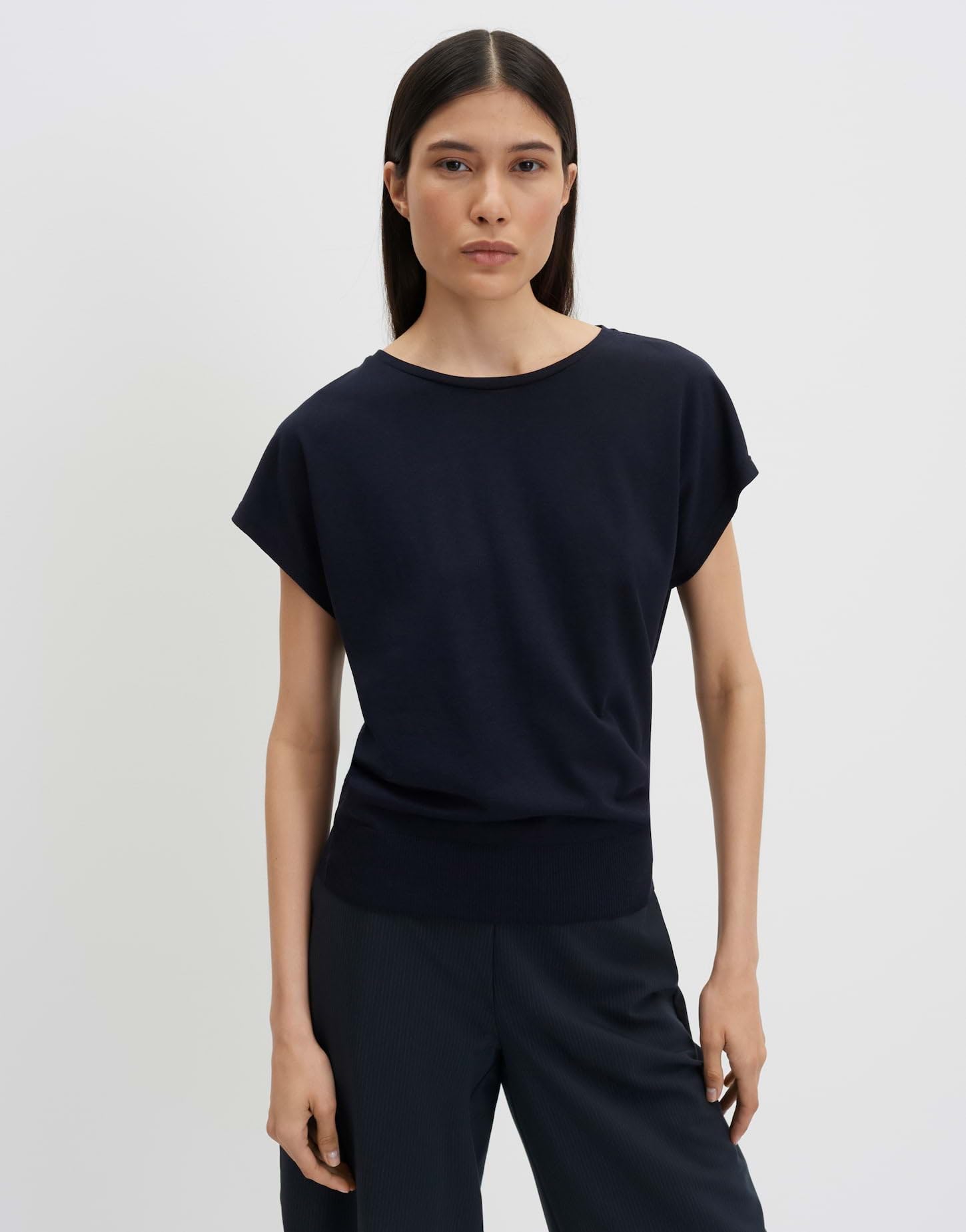 someday Damen Kurzarmshirt | KAJA Regular Jerseytop mit breitem Rippbund