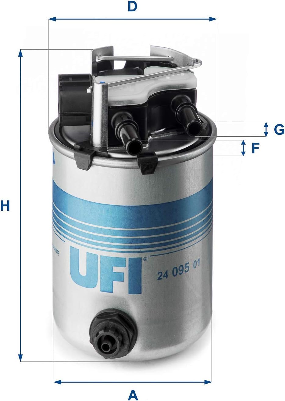 UFI Filters, Filtro Gasolio 24.095.01, Filtro Carburante per Ricambio, Adatto ad Auto, Applicabile su Diversi Modelli come Nissan e Renault