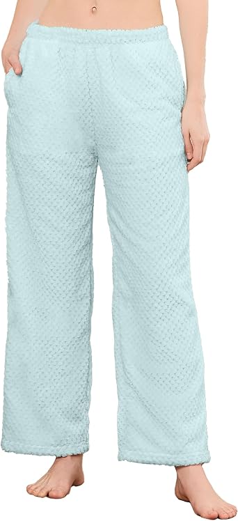 HEARTNICE Womens Fleece Pajama Pants, Warm Plush Soft Pj Bottoms with Pockets Comfy Fuzzy Lounge